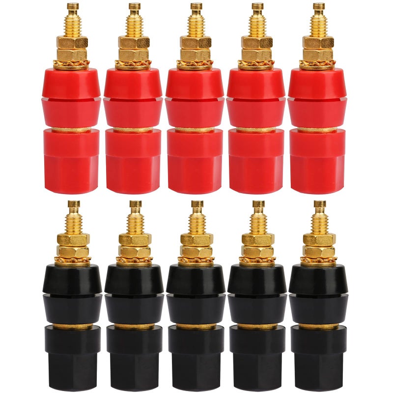 DIYhz 10Pcs 4mm Banana Plug Socket Plated Terminal Amplifier Speaker Terminal Connector - Image 1